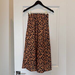 Urban Outfitters Animal Print Rowan Leopard Midi Slip Skirt XS